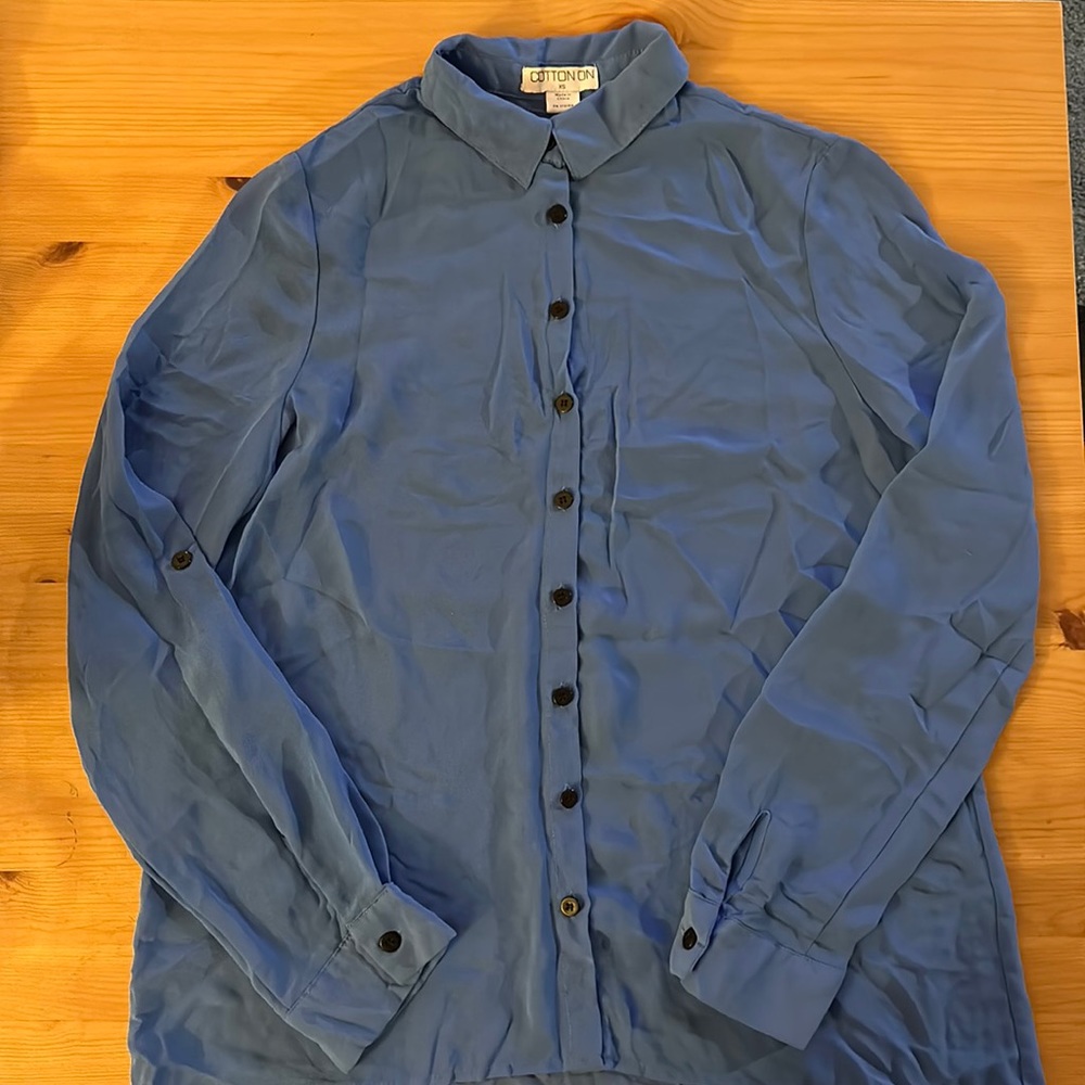 Cotton On Sheer Blue Button Up